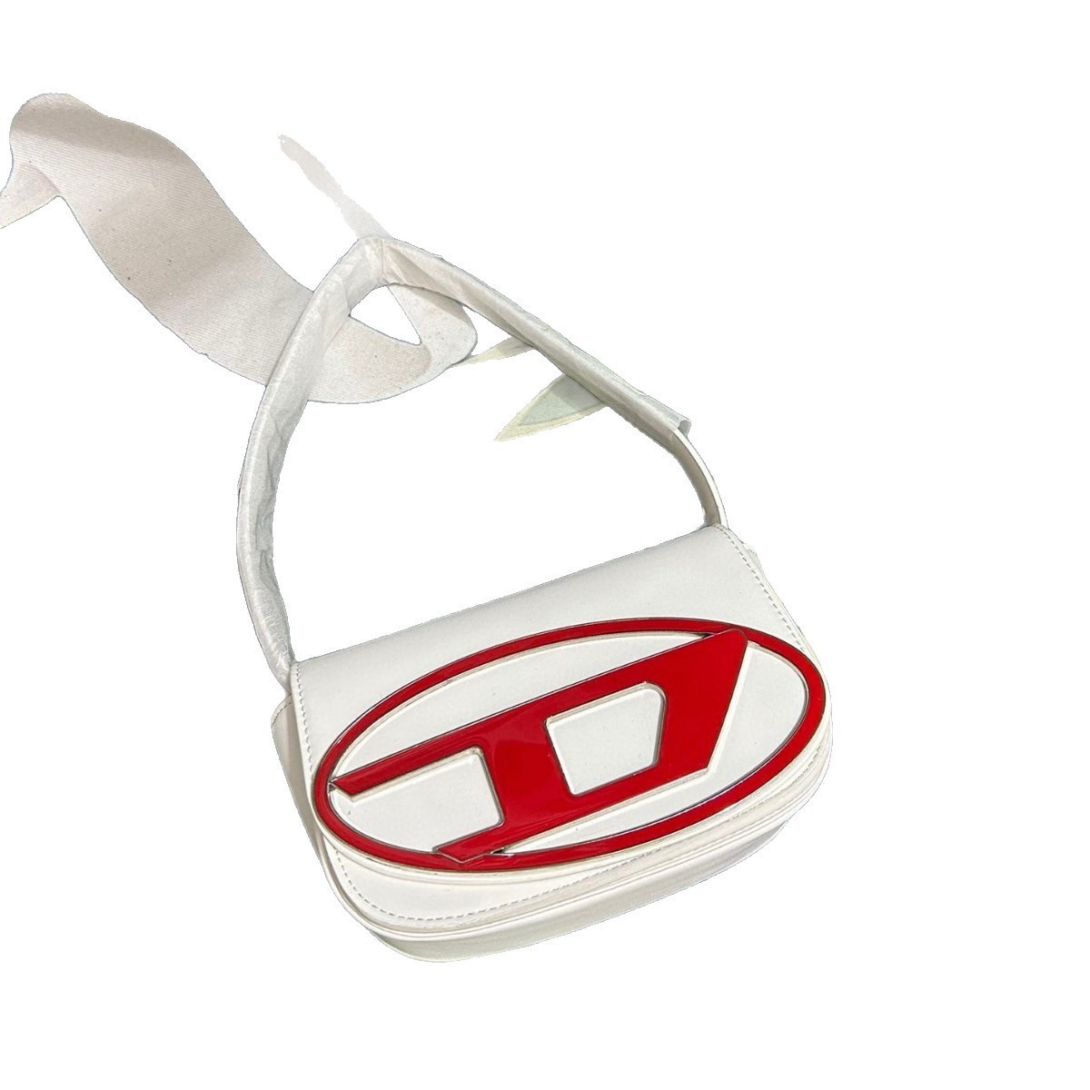 Women Bags Logo - Pure witte gladde leren mini schoudertas