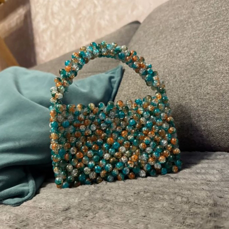 Women Bags Logo - Groene kleurrijke acryl kralen damestas mode