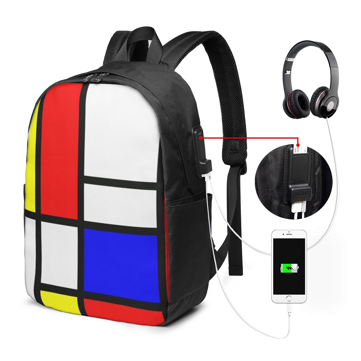 Women Bags For Women - Piet Mondriaan Compositie Rugzak Reisnotebooktas Computer