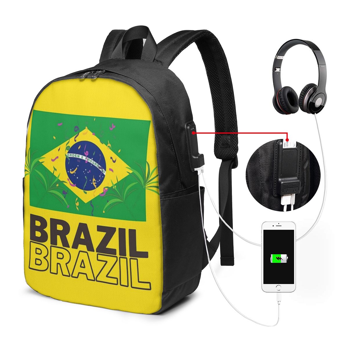 Women Bags College - Braziliaanse nationale vlag rugzak reisnotebooktas computer
